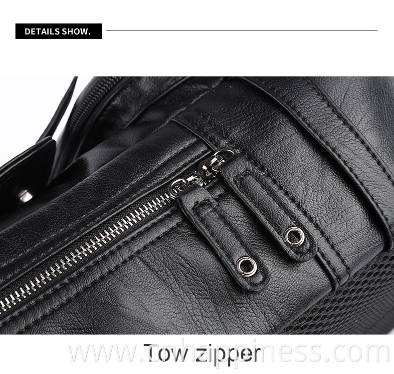 2022 small black sink business cuir boy book bags male leather backpack for teens